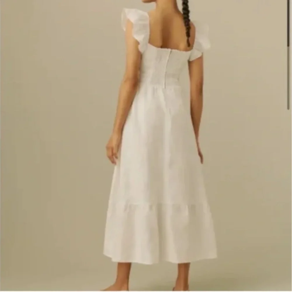 Reformation Lucila Linen Midi Dress White 4 - Picture 2 of 11
